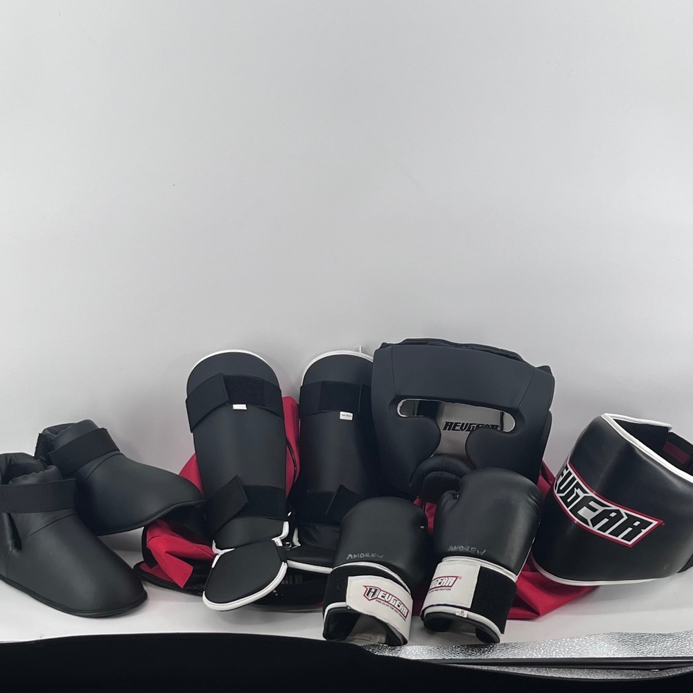Revgear Youth Martial Arts Sparring Gear Set Headgear Gloves Shin Guards Bag